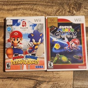Wii mario (2) games bundle lot Nintendo Super Mario Galaxy Mario Sonic Olympic